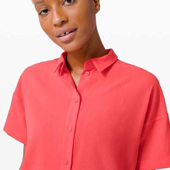 NWT Lululemon Full Day Ahead Short Sleeve Shirt Size 4 | Carnation Red - Picture 3 of 8